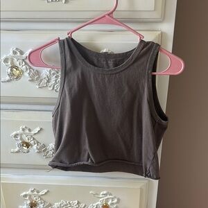 Brandy Melville Casual Sleeveless Brown Crop Top